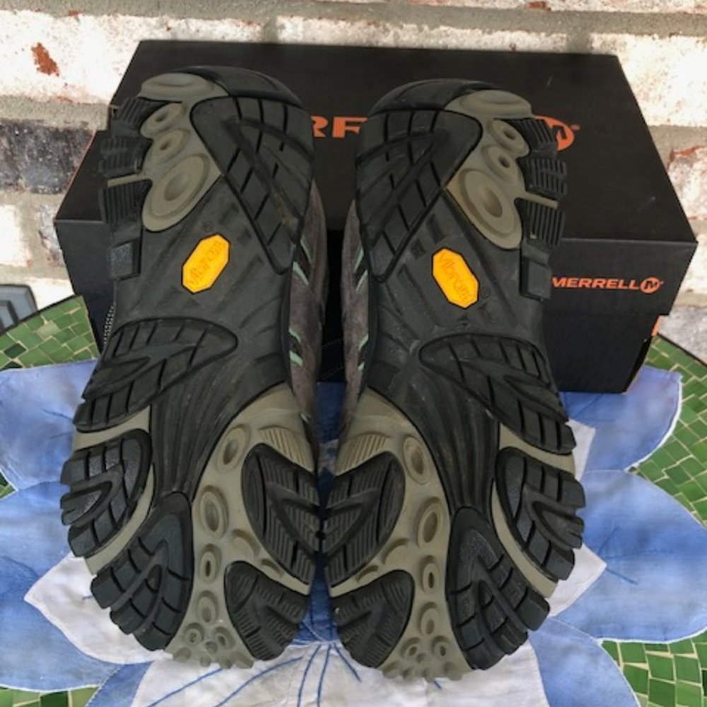 MERRELL MOAB 2 WATERPROOF HIKING SHOE DRIZZLE/MINT 7.5 W - Picture 7 of 14